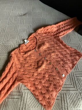 Moda International Coral Cable-Knit Button Front Cardigan